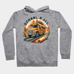 School Bus On An Adventurous Road Trip, School Roll Hoodie